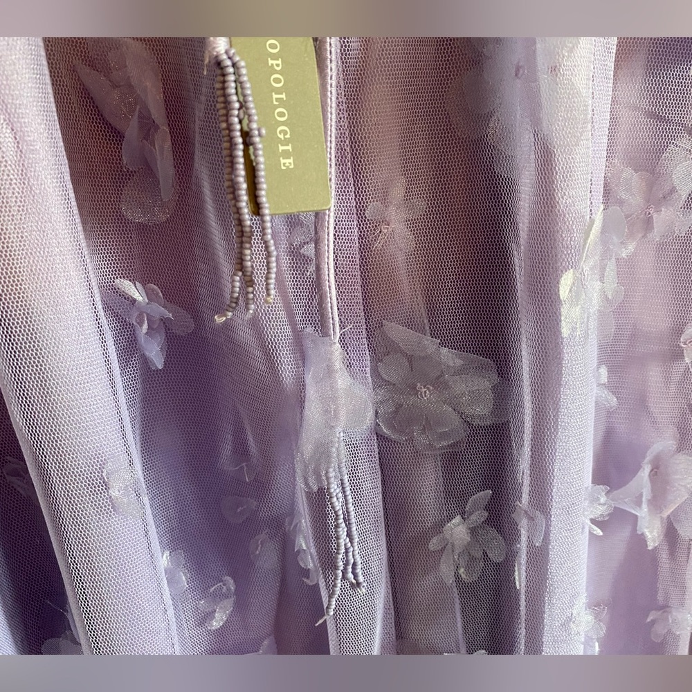 NWT Anthropologie | Lavender Midi Dress with Floral Appliqué - 10 - Picture 9 of 14
